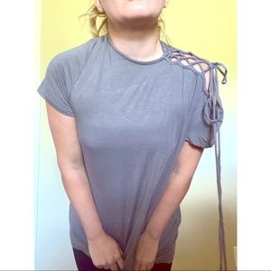 1.4.3 Story Gray Lace Up Shoulder Shirt